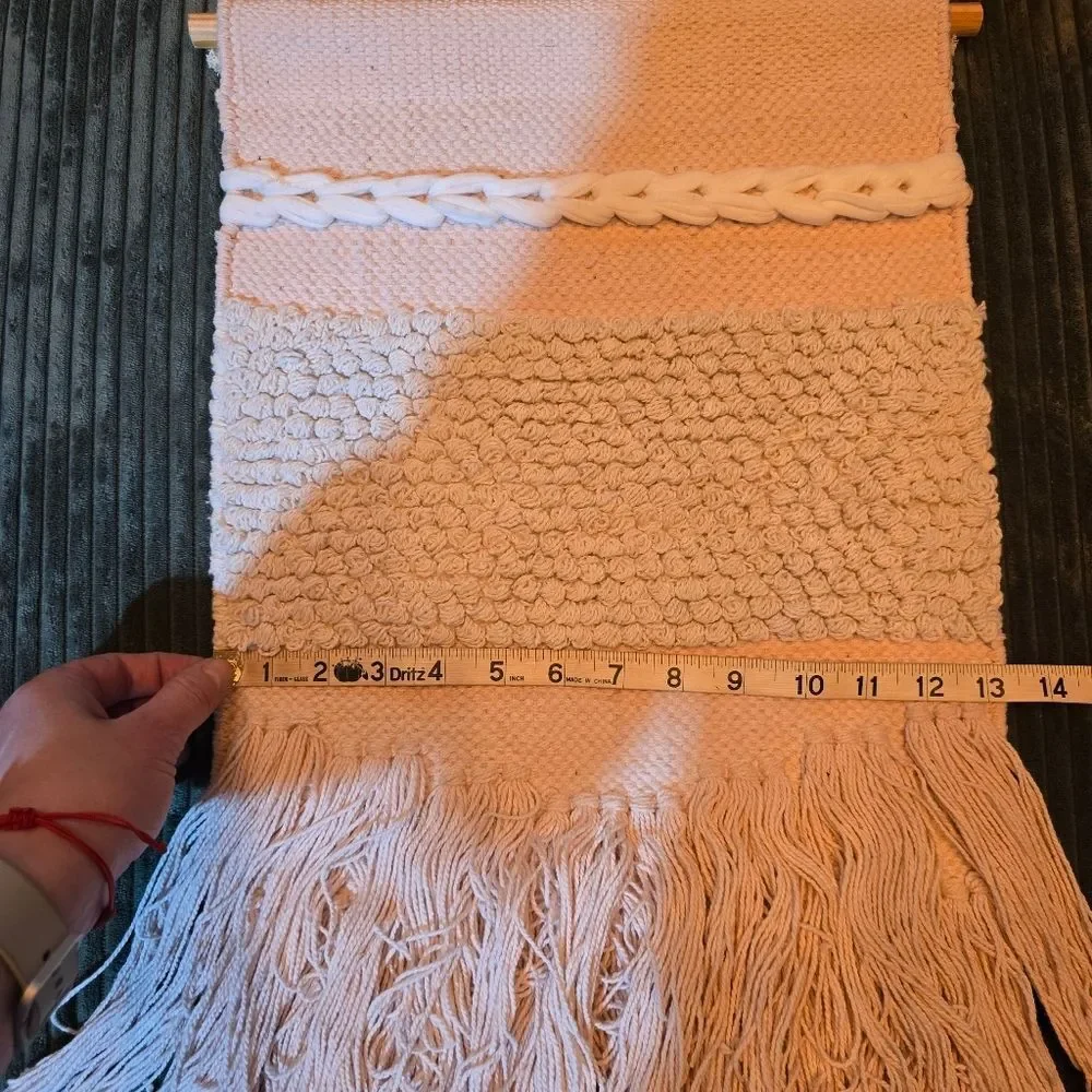 Vintage Handcrafted Macrame Tapestry Pink Wall Hanging Boho Decor Cottagecore